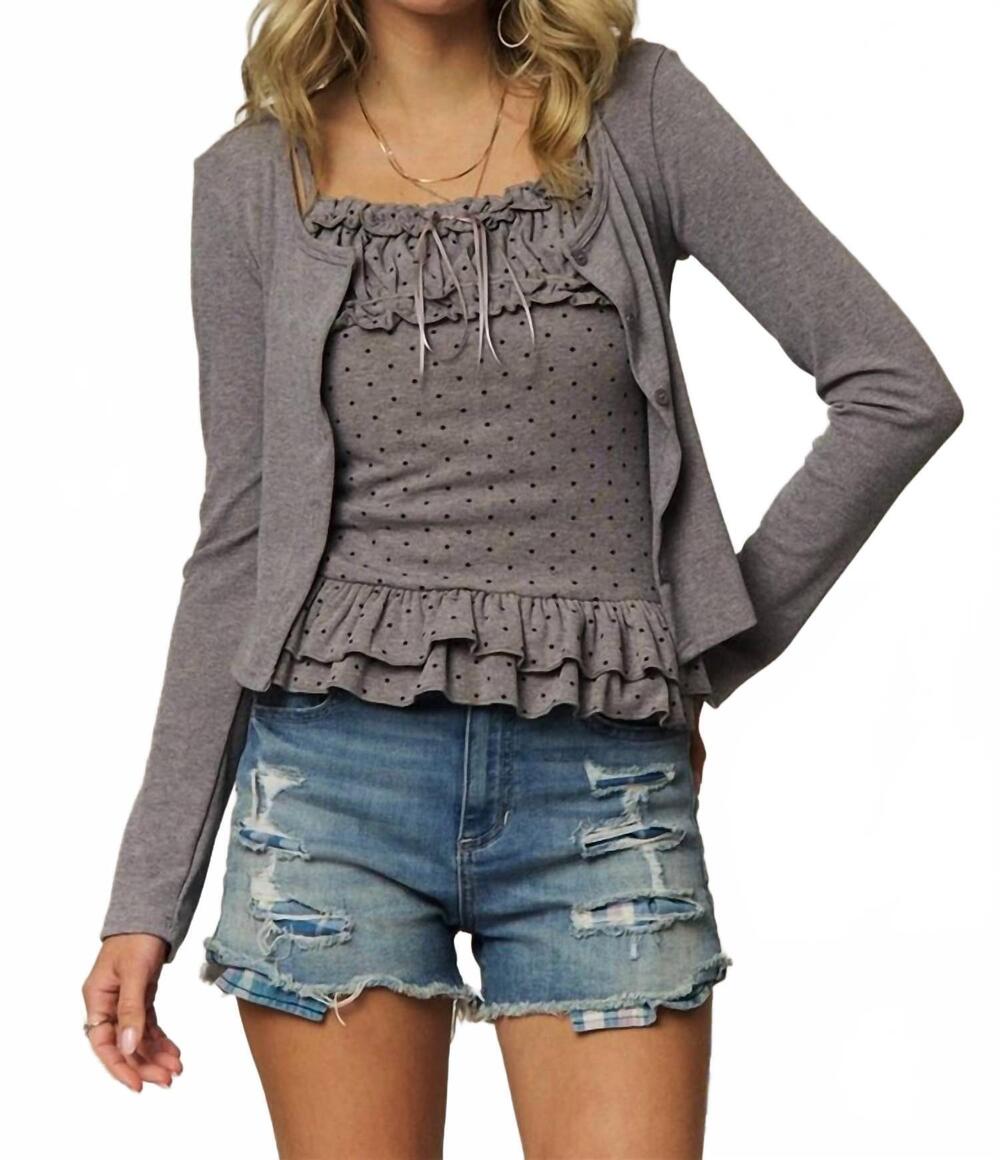 NEW ADORA polka dot cami with cardigan in grey